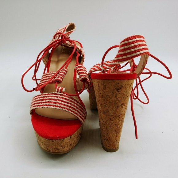 Yoki Nolan 30 Fabric Lace Up High Heel Sandal NEW - Picture 3 of 9